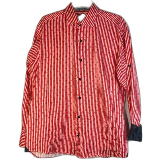 Bespoke Striped & paisley Men's Cotton Shirt contrast cuff size L button up - Picture 1 of 12